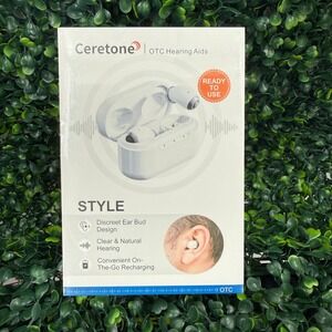 Ceretone Style OTC Hearing Aids Rechargeable Earbud Design White CE-A62AT NEW